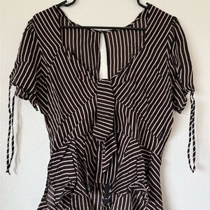 Striped Blouse With Back Cutouts and Tie Front REVOLVE